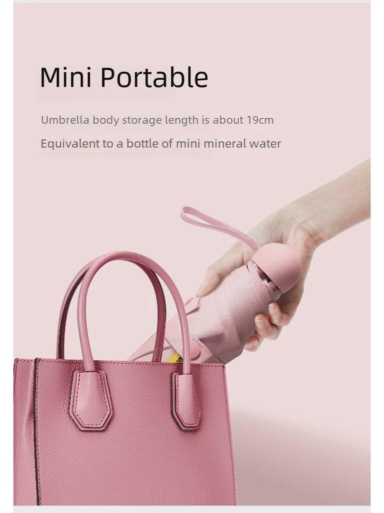 50 % rabatt på svart kapselparaply i lommeformat - Seks-skjerms sammenleggbar for sol og regn