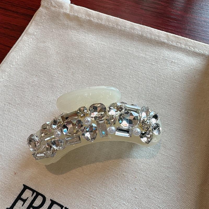 

Флеш Бриллиант Легкая Роскошь Зажим Акула Изысканный и Простой Средний Зажим Затылок Захват для Волос Элегантный Пучок Головной Убор Шпилька