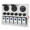 6 Gang On Off Rocker Switch Panel Waterproof Toggle Switch Panel with 2 Blue LED for Car RV UTV