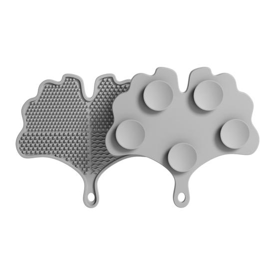 Silicone Makeup Brush Cleaning Mat with Suction Cups Non-slip Portable Travel Ginkgo Leaf Shape Cosmetic Brush Tools Cleaning Pad