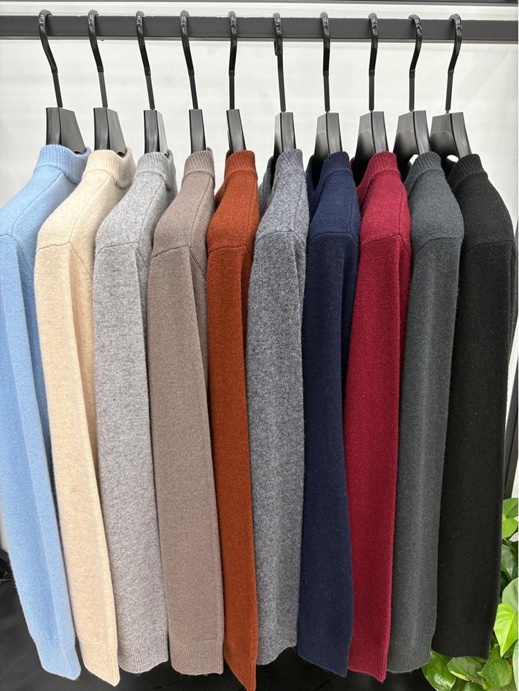 Men's Autumn/Winter Wool Sweater - Half-High Collar, Solid Color, Long Sleeve, Skin-Friendly, Warm Base Layer