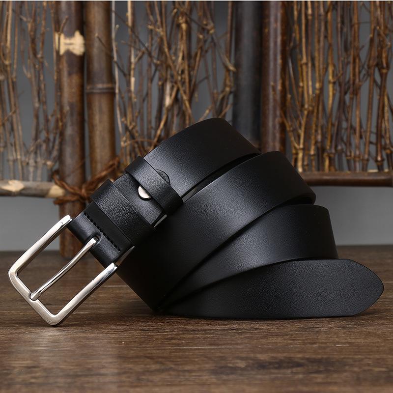 

3,3 см в ширину деловой прозрачный окрашенный ремень из нержавеющей стали мужской кожаный пряжка первый слой коровьей кожи простой глянцевый официальный ремень 130cm