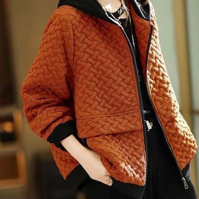 Winterjacke Dickes Cord Kurz Damen Herbst Samt Locker Koreanisch Kapuze aus Baumwollgepolsterter Kleidung Weiblich Raffungen