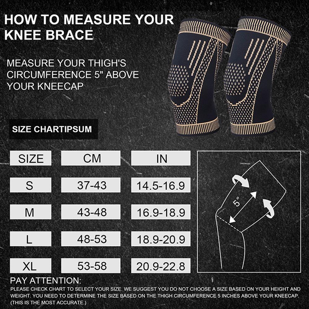 1/2 Stück Kupfer-Knieorthesen gegen Knieschmerzen, Kniekompressionsmanschetten, Unterstützung für Männer, Frauen, Knieschützer zum Laufen