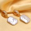 SENIKO Natural Freshwater Big Baroque Pearl Earrings Fashion Cubic Zirconia Pearl Drop Earrings For Women Party Jewelry