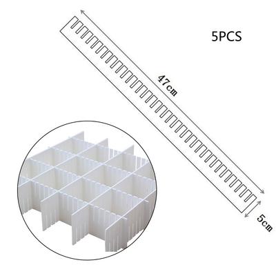 Drawer Dividers Drawer Divider Organizers 5PCS DIY Plastic Grid Adjustable Plastic Divider Household Storage Makeup Socks Underwear Organizer (White)