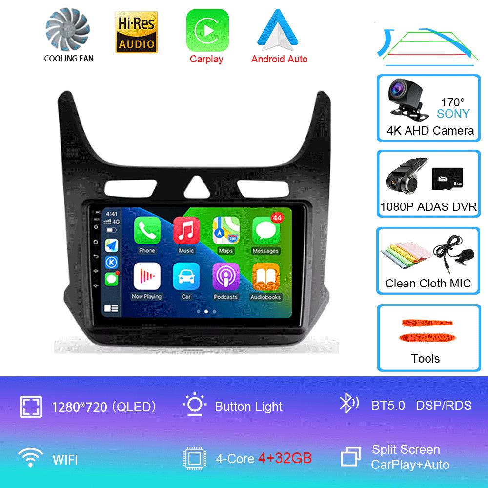 Car Radio Android 14 Carplay for Chevrolet Cobalt 2 2011-2018 Multimedia Video Player WIFI+4G GPS 2Din DVD Head Unit Stereo QLED