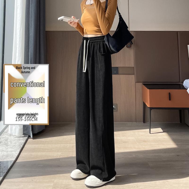 Women's Narrow and Wide-Leg Chenille Sweatpants, Fleece-Lined for Autumn/Winter 2024, Straight-Leg Casual Design.