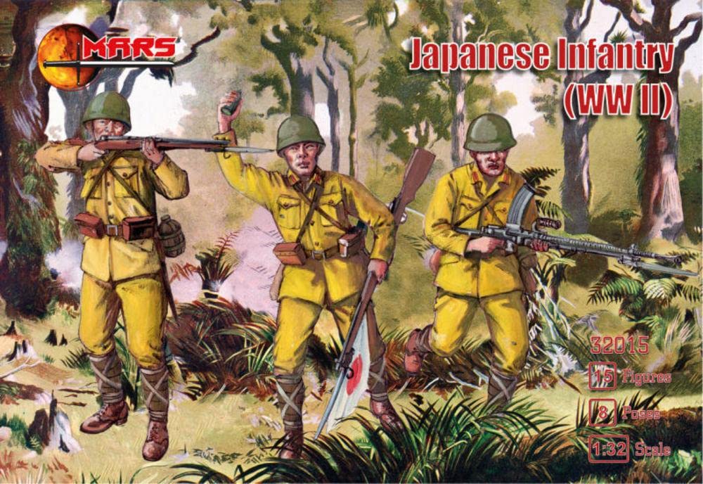 Mars Figure World War II Japanese Army Infantry 8 Figures Plastic Model ORM32015 1/32 Poses/15