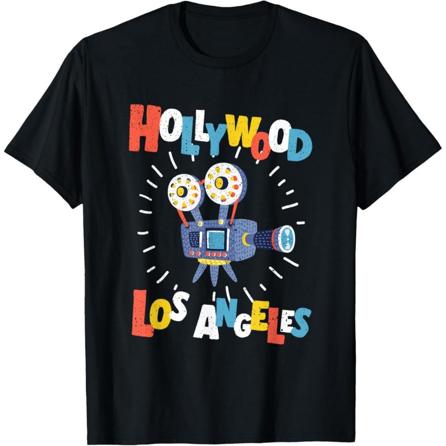 Colorful Los Angeles California Retro Cinema Cartoon Camera T-Shirt XXXXXL чёрный