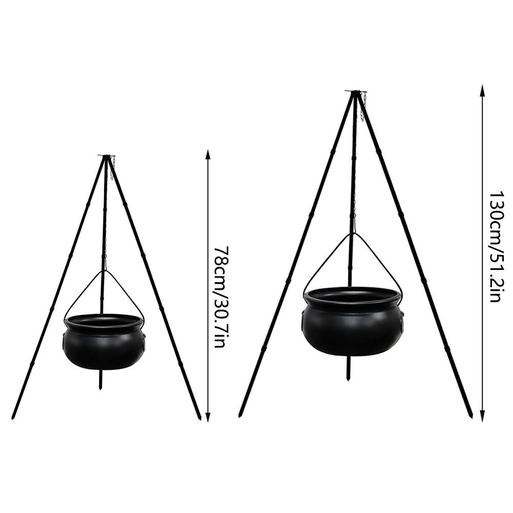 Halloween Large Witch Cauldron On Tripod Candy Bucket Halloween Bonfire Horror Carnival Party Outdoor Yard Decoration