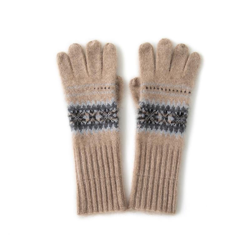 

Кашемировые осенне-зимние новые винтажные жаккардовые теплые велосипедные ветрозащитные вязаные перчатки с пятью пальцами для мужчин и женщин One size