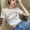 Women's 2024 Summer Slimming White Letter Print T-Shirt