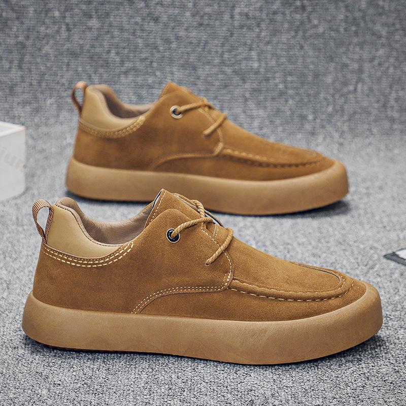 Men's Casual Flats Spring Autumn Cross Tied Outdoor Non Slip Work Shoes Comfortable Vintage Height Increase Fashion Board Shoes