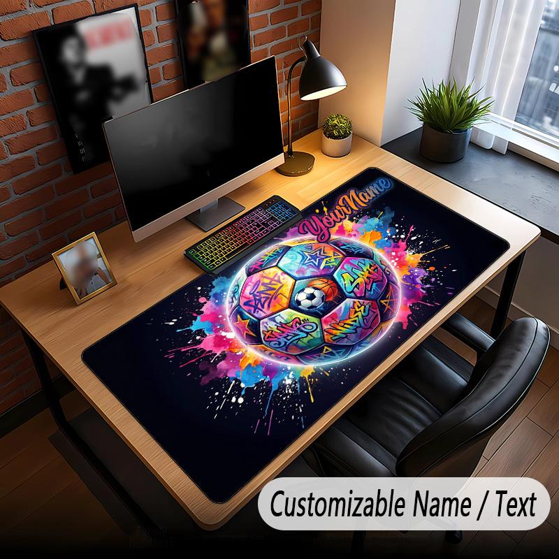 Soccer Theme Custom Mouse Pad Personalized With Name Text Customized Desk Mat For Office Home Decor