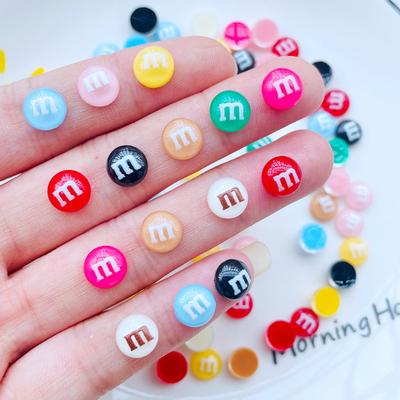 100 Pcs New Cute Mini Resin Mixed Color M Candy Series Flatback Ornament Jewelry Making Manicure Hairwear Accessories A42