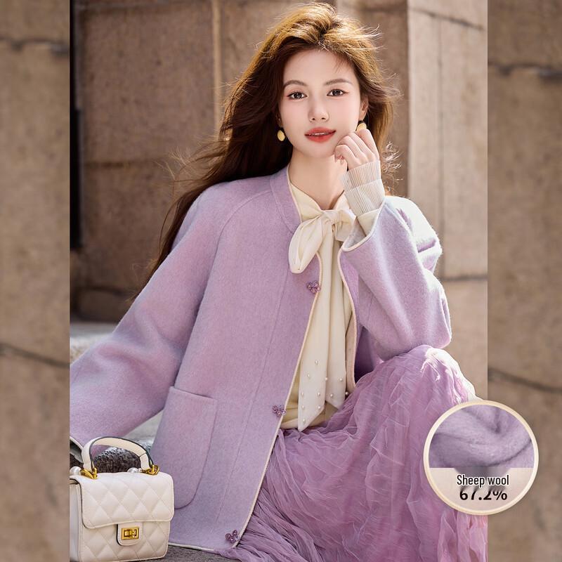 Bailuyu New Chinese Style Wool Blend Double-Faced Coat