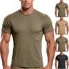 Men Short Sleeve Crew Neck T Shirt Style Top with Shoulder Pockets for Outdoor Training Hiking Sports