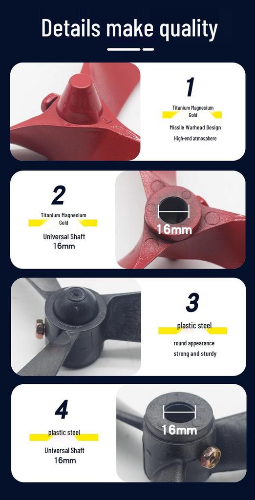 Industrial Floor Fan Blade, Cow Horn Design, 3-Blade Accessory with Plastic, Steel, Titanium, and Magnesium Alloy Components