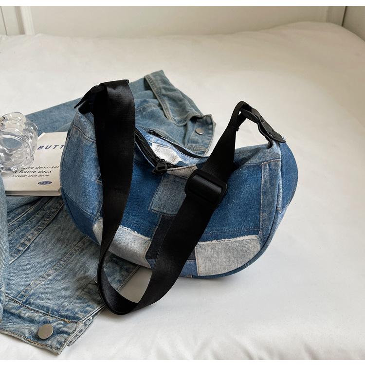 Neue lässige Jeanstasche, modische, vielseitige, karierte Umhängetasche mit großem Fassungsvermögen, trendige, coole, personalisierte Reise-Umhängetasche für Damen