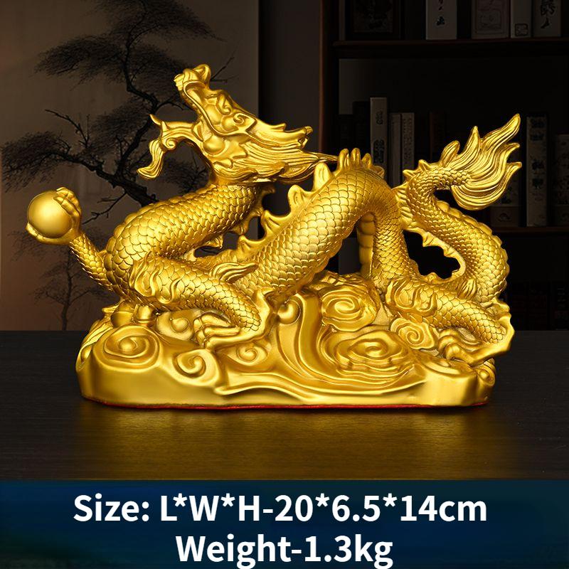 Fengshui Zhaocai Brass Five Claw Gold Dragon Ornament Wealth Attract Office Living Room Drcorations Craft Gift