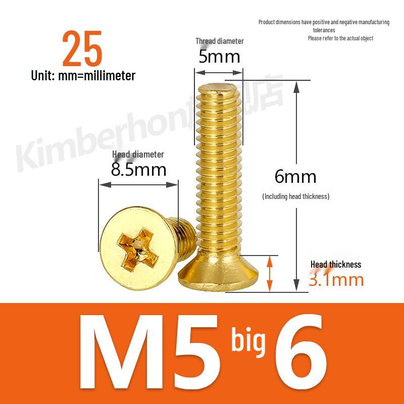Copper Phillips Countersunk Head Machine Screws, Sizes M2–M4, Lengths 6/8/10/12mm