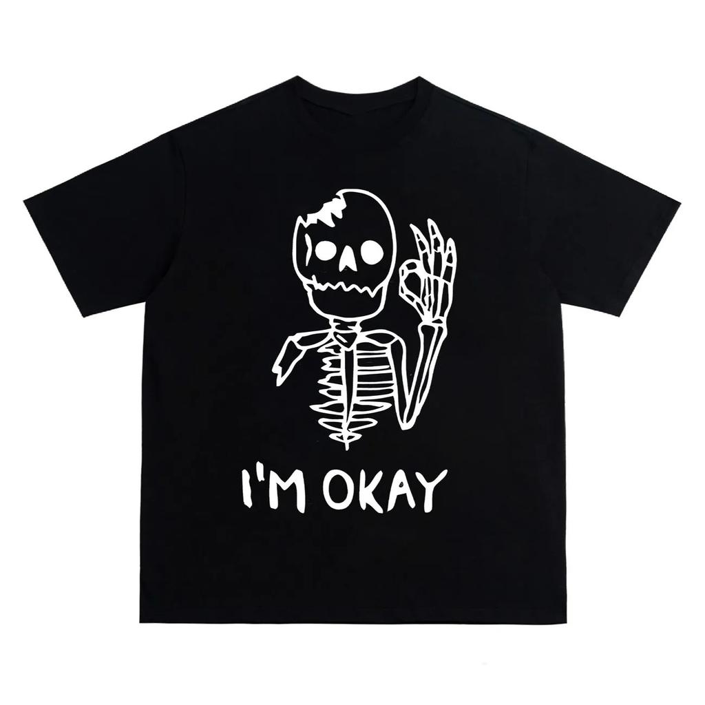 Semipopular Skull Head Print ShortSleeved TShirt Perfect for Both Men and Women Great for Couples Instagram Top