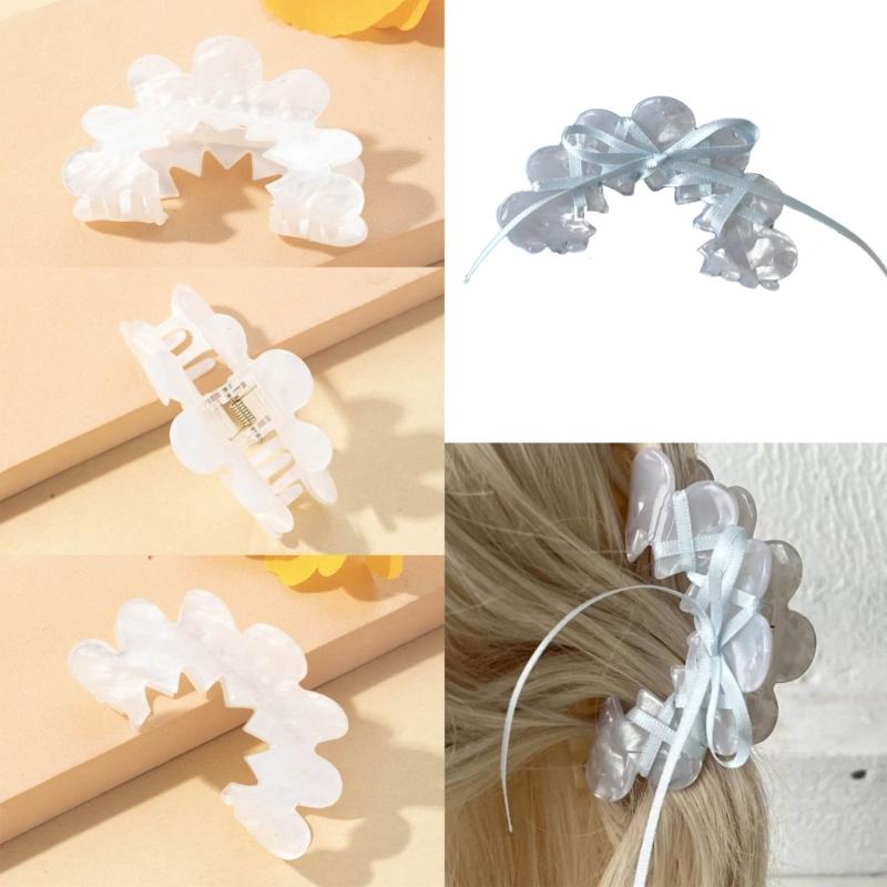 Sweet Acrylic Hair Claw for Long Hair Barrette Crab Flower Hair Clips Headwear