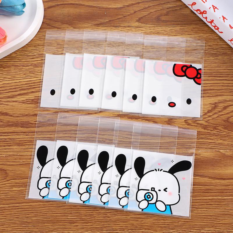 100Pcs Sanrioed Hello Kitty Printed Ziplock Bag Star Card Packing Self-Sealing Storage Bag Cartoon Disposable Candy Sealable Bag