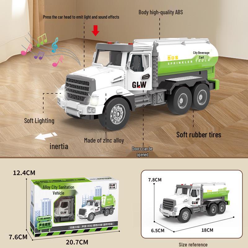 Douyin Alloy Children's Crane & Excavator: Inertial Sound & Light Mixer Truck Model
