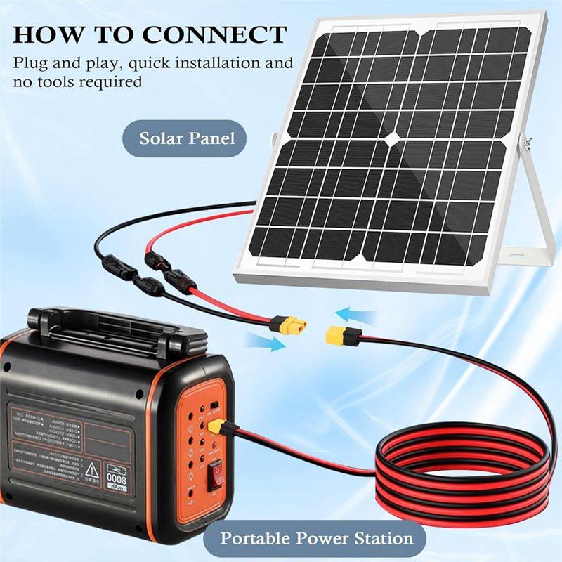 ABWR-2PCS XT60 Extension Cable 12AWG 1FT XT60 To XT60 Cable With Male To Female Connector For Solar Panel RC Battery Replacement