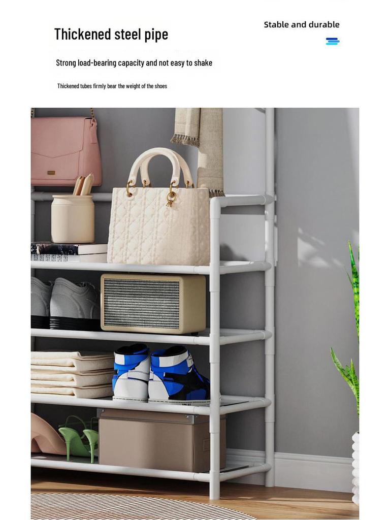 Multifunctional Floor Coat and Shoe Rack with Dustproof Cover for Dormitory and Home