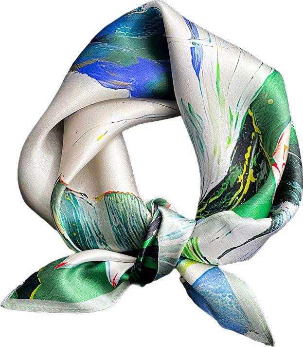 100% Silk Scarf Women Square Floral Neck Shawls Wraps Foulard Scarves Pashmina Neckerchief Female Hijab Bandana Bufanda Poncho