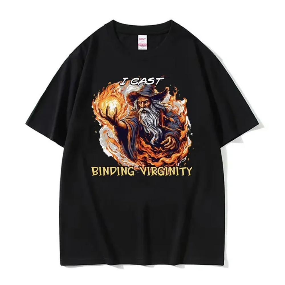 Schattenmagier Lustiges T-Shirt Hodenverdrehung Meme Grafik T-Shirt Männer Frauen Retro Gothic Übergroßes Kurzarm-T-Shirt Tops
