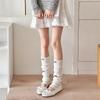 White Knitted Socks Bow Tie Lolita Long Socks Cute Leg Warmer  for Women Girls