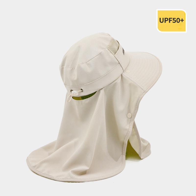 Summer Women Large Brim UV Protection Fisherman Hat with Leaking Ponytail Waterproof Bucket Hat Outdoor Breathable Sunscreen Cap
