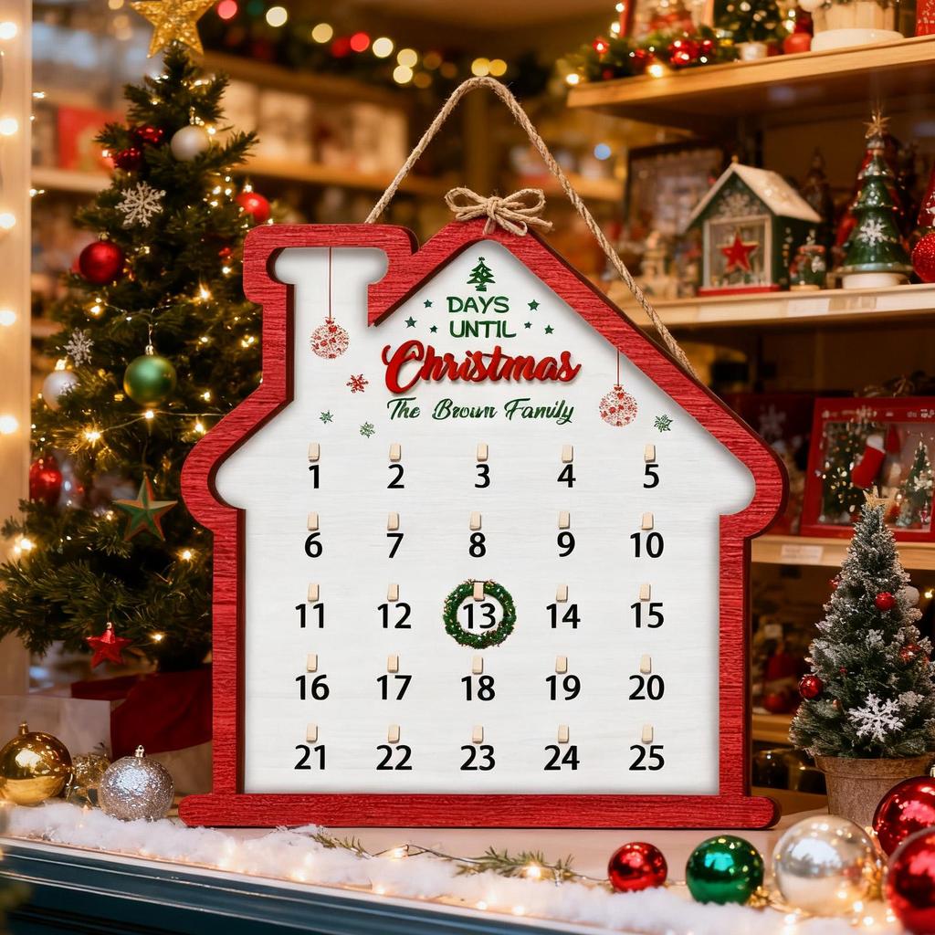 Christmas Countdown Advent Calendar 2026 Wooden Sign Christmas Tree Atmosphere Decoration Calendar Wall Decoration Ornaments