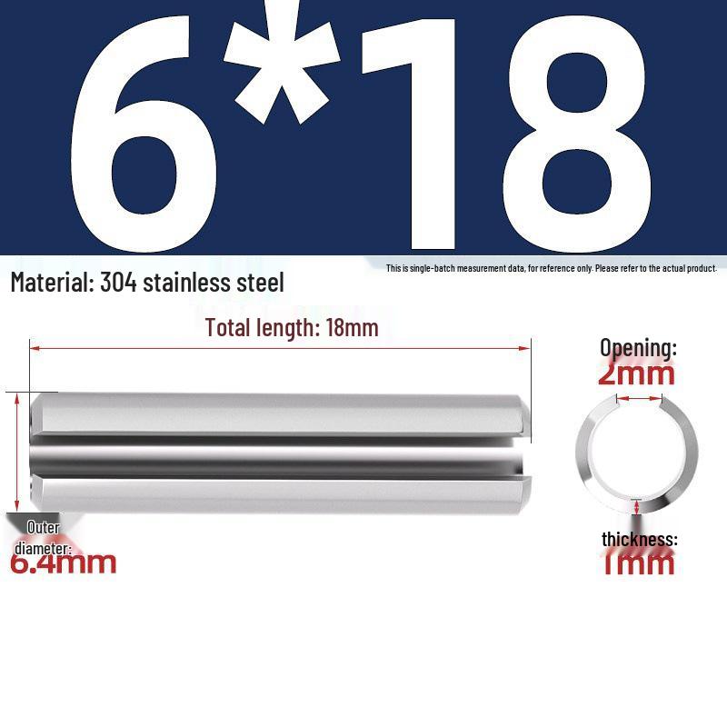 304 Stainless Steel Slotted Spring Pin, Cylindrical Shaft Pin, Locating and Hollow Pin (M5-M12)