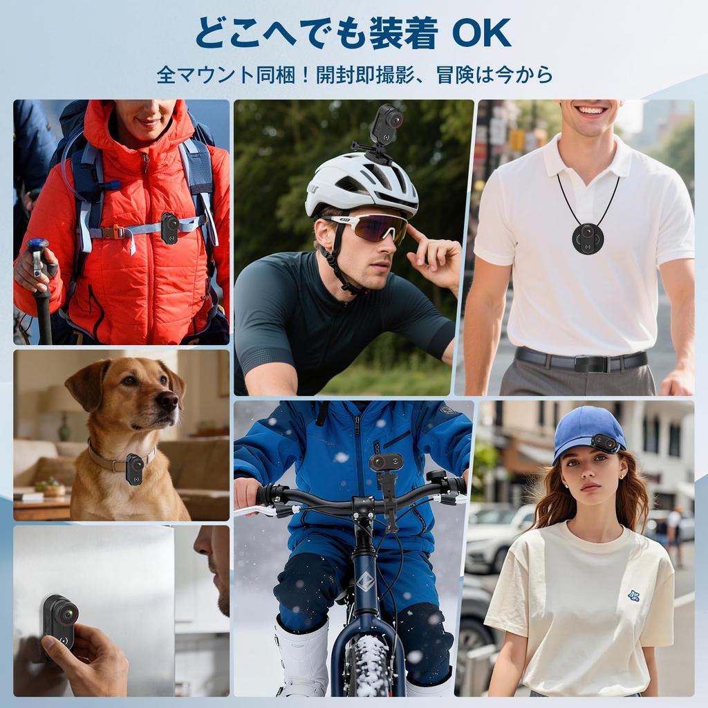 4K Vlog Camera Wearable Camera Instant Smartphone Response Action Mini Video Camera Body Camera Mountable on Bicycle Abundant Accessories Lens USB