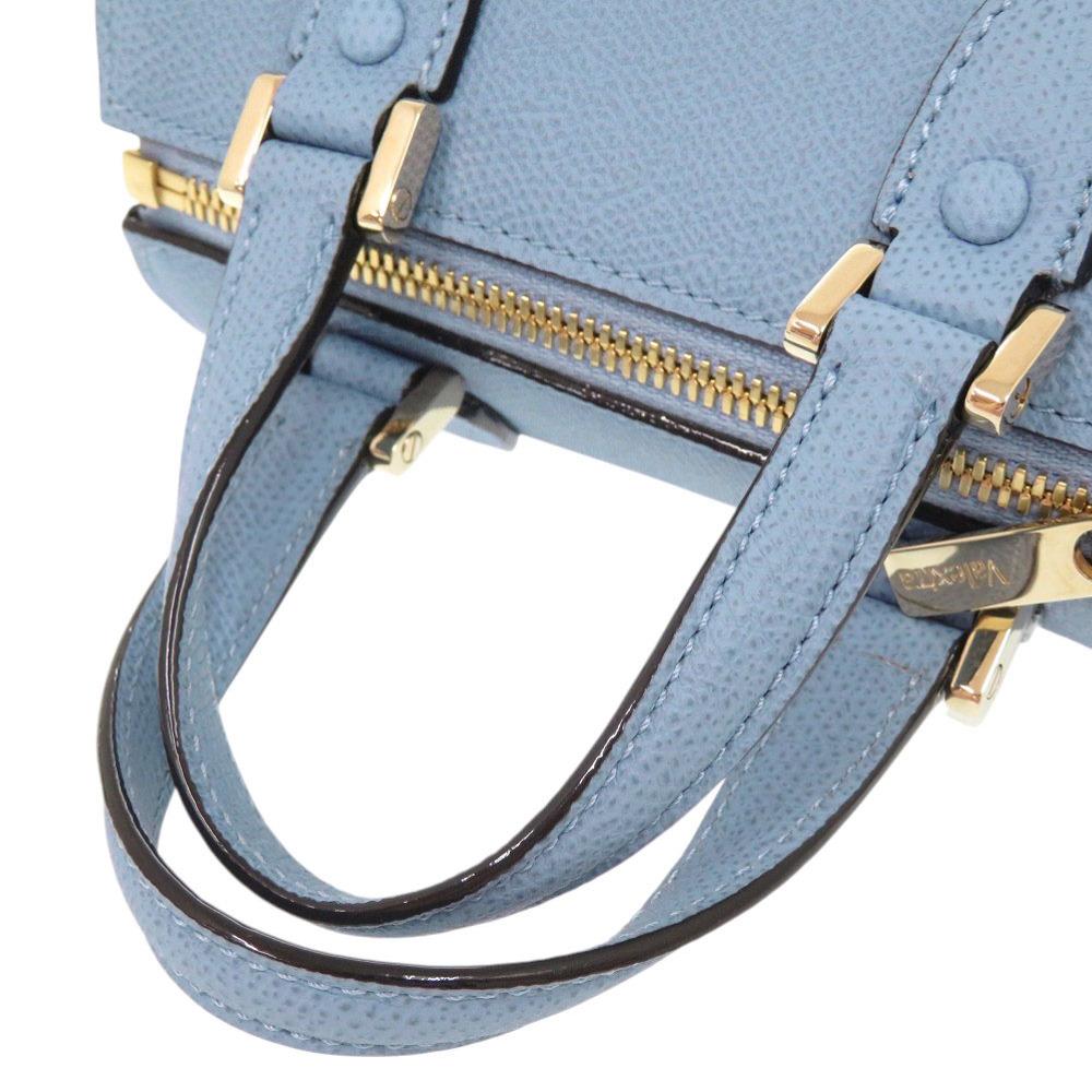 Used AUTHENTIC Valextra V5L30 2WAY Babila Micro Hand Bag blue Leather