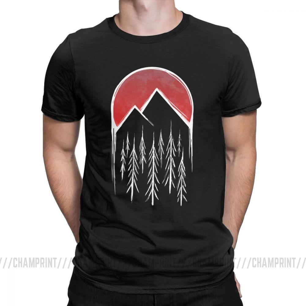 Twin Peaks T Shirts Men Red Pine Tree Moon High Quality Tops Short Sleeve