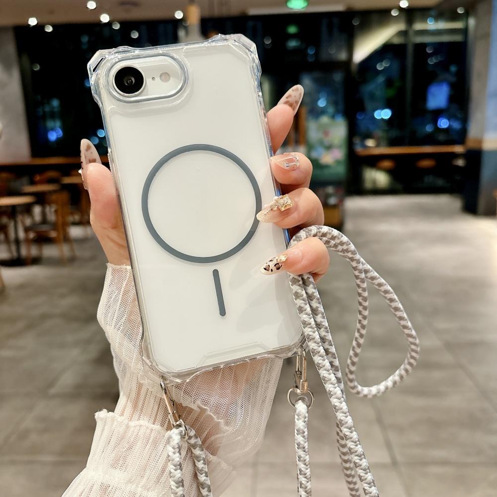 

Crossboby Lanyard Magnetic Transparent Case For iPhone 16E 16 15 14 Plus 13 12 Pro Max Necklace Cord Rope For Magsafe Hard Cover Case & Strap&iPhone 12
