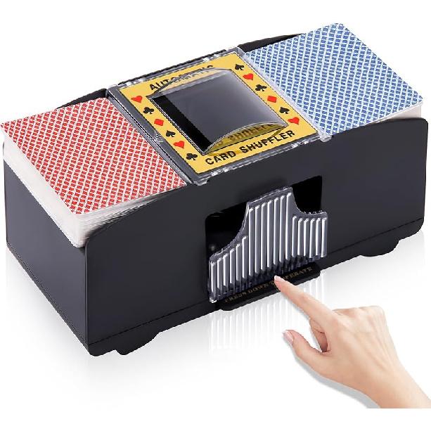 Unniweei Automatic Card Shuffler, Battery-Operated Electric Shuffler, Casino Card Game for Poker, Home Card Game, UNO, Phase10, Texas Hold em, 1-2 Decks