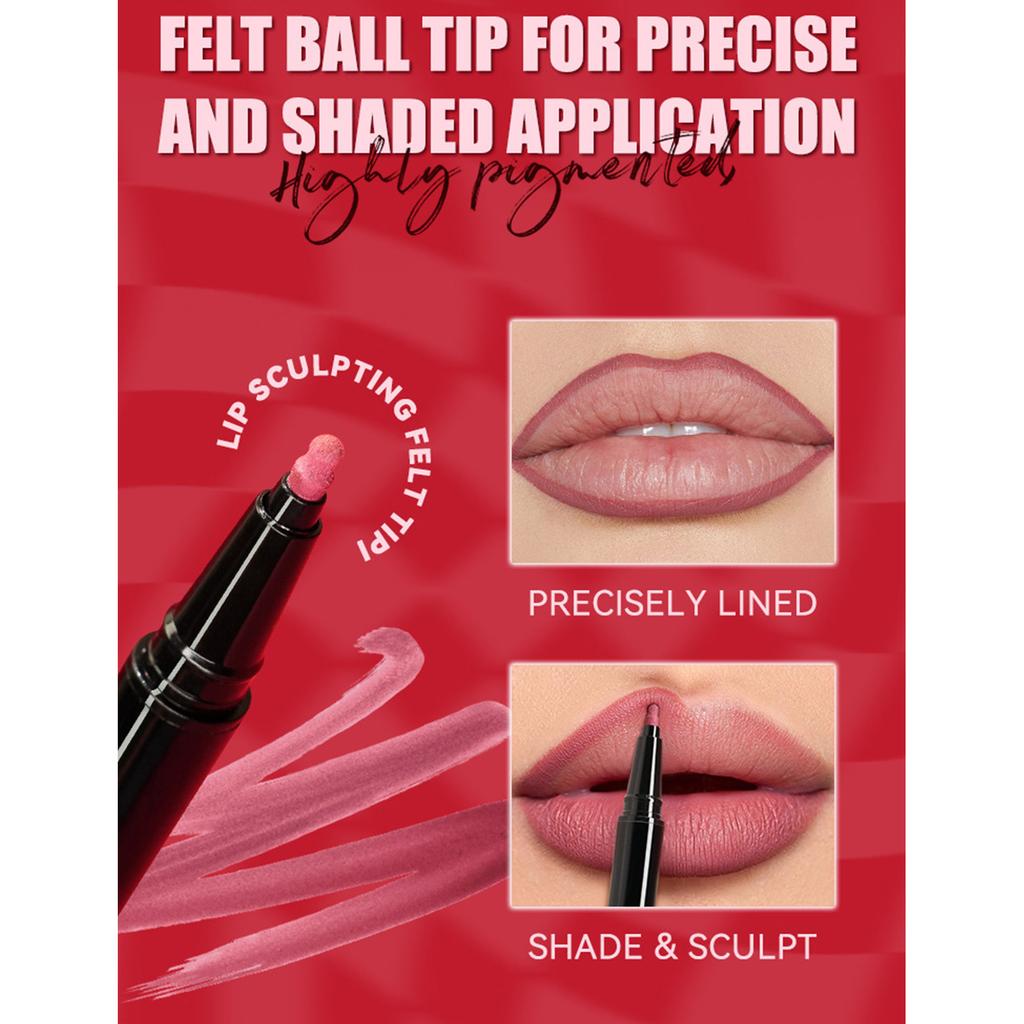 Matte Lip Liner, Water Resistant & Smudge-proof, Pigmented Color for Daily Casual, Office, or Party Use