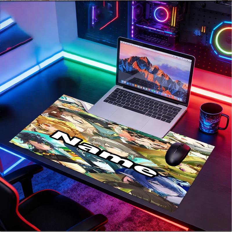 Custom Name Personalized Genshin Impact Pattern Mousepad, Laptop PC Desk Mat, Decorative Desk Mat for Home Keyboard Pad Gift