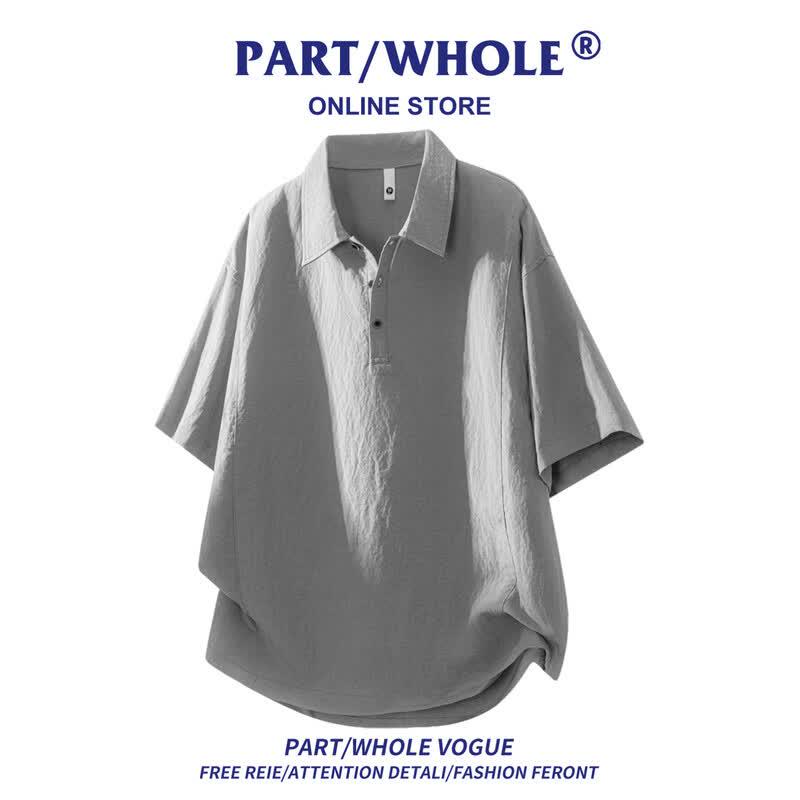 PART/WHOLE Men s Short Sleeve Ice Silk Henley Polo 4XL серо-коричневый