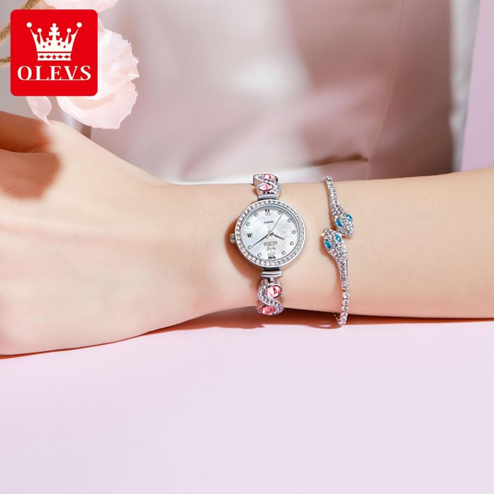 OLEVS brand watch fashion personality S-shaped full diamond bracelet for women waterproof watch for women 5633
