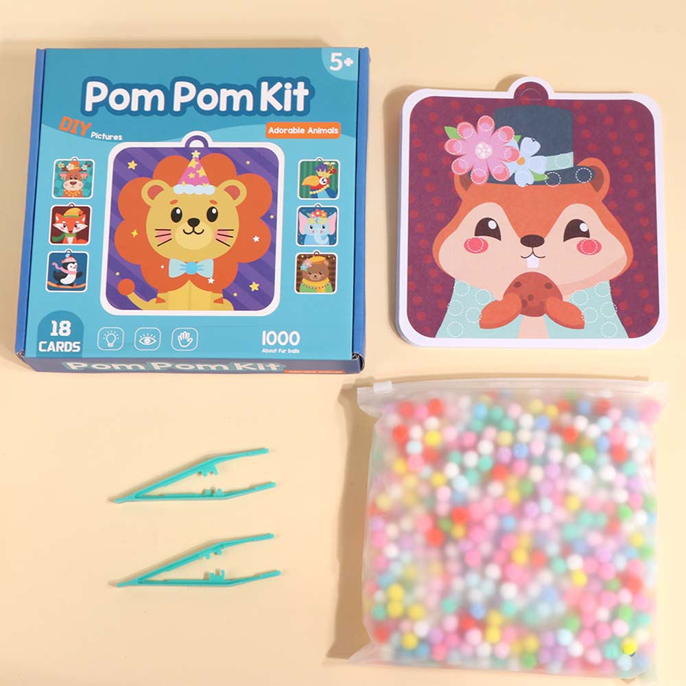 Hairball Animal Pompom Art Kit Handmade Material Pompom Crafts Toy Kids Activity