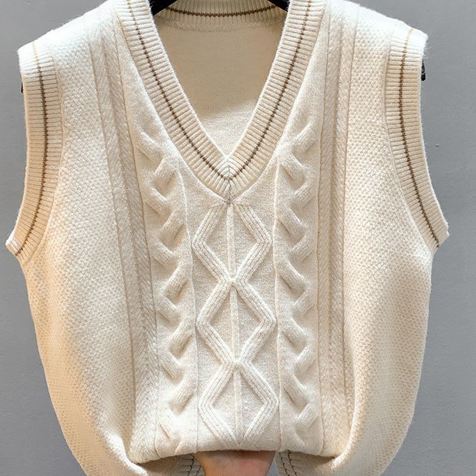 Women's Vest Knitted Tank Top for Spring and Autumn Wear New Women's Sweater Winter V-neck Loose