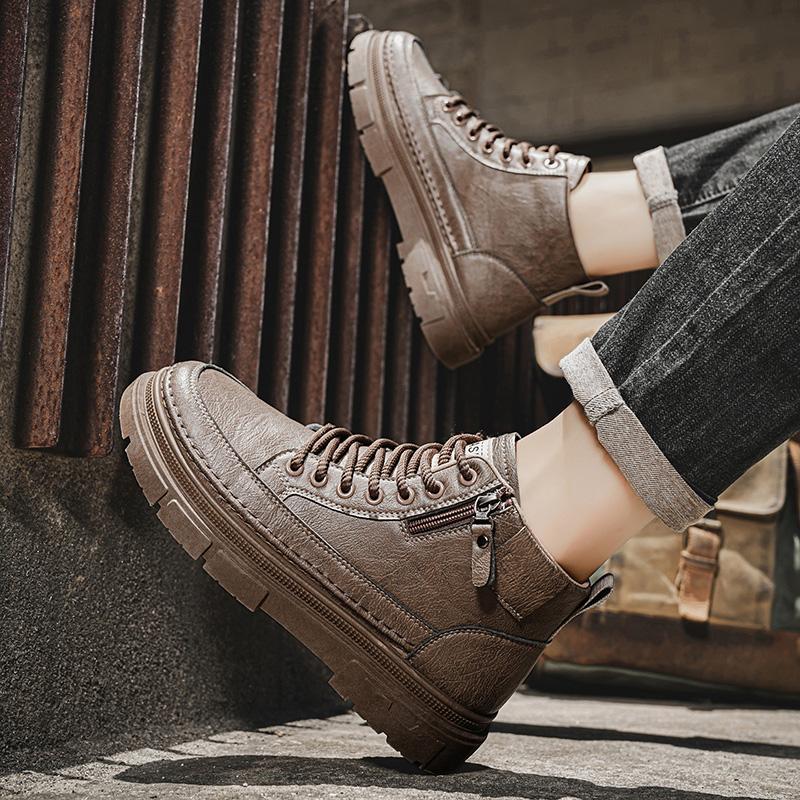 Neue Mode Herbst und Winter Herren High Top Martin Stiefel Studenten Männlich Jungen Trendy Weiche Sohle Arbeitsschuhe Arbeitsschutz Martin Sneakers